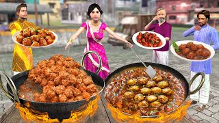 Anath Ladki Roadside Veg Manchuria Cooking Recipe Business Street Food Hindi Kahaniya Moral Stories [upl. by Louls]