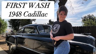 FIRST WASH IN YEARS 1948 Cadillac cardetailing autodetailing 1948cadillac cadillac FIRSTWASH [upl. by Grimaldi]