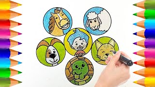 Cómo dibujar y colorear Los Animalitos de Plim Plim  Dibujos para niños [upl. by Asilak]