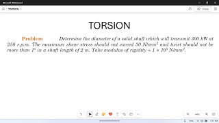 Torsion in shafts 06  Numerical problem Twist and stress limit in shaft [upl. by Repohtsirhc]