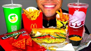 mcdonalds vs taco bell vs subway mukban eatingshow mouth sounds notalking big bites jerry challenge [upl. by Ackley]