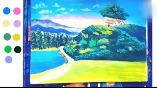 Beautiful landscape acrylic painting and morning time grow to arts channel [upl. by Aurie]