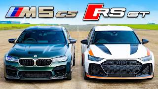 BMW M5 CS v Audi RS6 GT v AMG E63 S DRAG RACE [upl. by Einnaoj]