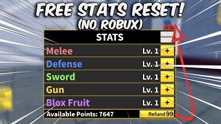 How To Get FREE Stats Reset In Blox Fruits   2 MINUTES [upl. by Adnilasor]