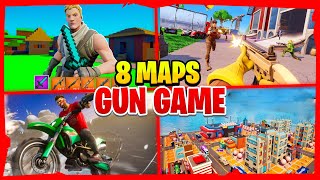 TOP 08 GUN GAME FORTNITE CREATIVE 20 MAPS😱 [upl. by Xylina]