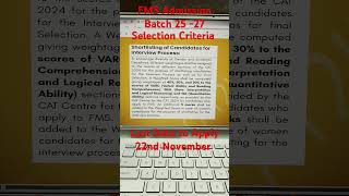 FMS Admission Batch 2527 Selection Criteria fmsdelhi fms catexam cat2iim catpreparation [upl. by Amberly]