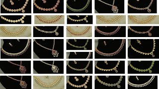 Gold Plated CZ Necklace Sets With Colour Options Affordable Prices Screw Lock Earrings [upl. by Jenei]