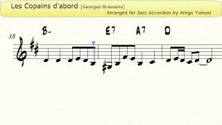 Les Copains dabord Georges Brassens  Jazz Accordion Sheet music [upl. by Akemat]