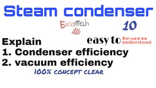 condenser Efficiency and vacuum Efficiency  Hindi and English  steam condenser amp components [upl. by Leonie]