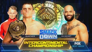 Gunther vs Ricochet Intercontinental Championship  Full Match [upl. by Ialocin]