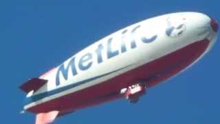 Metlife blimp flying in Los Angeles to the Rose Bowl 112814 [upl. by Linet]