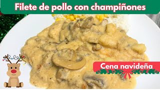 Pechuga de pollo con crema y champiñones Cena navideña fácil y rápida navidad receta [upl. by Adnicaj589]