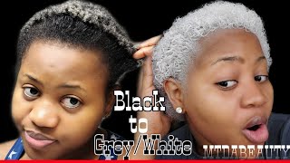 How toBleach and Tone hair from Black to Greyplatinum blonde at homeMTDabeauty ASL [upl. by Caril]