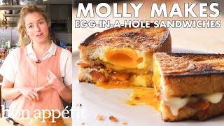 Molly Makes EgginaHole Sandwich with Bacon and Cheddar  From the Test Kitchen  Bon Appétit [upl. by Leanahtan]