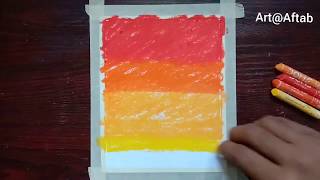 Easy sunset scenery drawing  oil pastel drawing [upl. by Alexina]