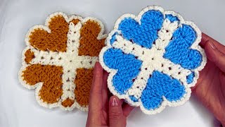 crochet coaster hearts tutorial [upl. by Monahon]