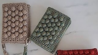 Üç Gözlü Örgü Cüzdan Yapımı Crochet Wallet Pattern [upl. by Kohl43]