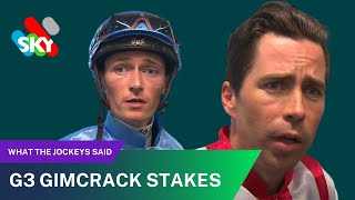 G3 GIMCRACK STAKES  WHAT THE JOCKEYS SAID [upl. by Sieracki824]