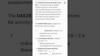 DAS28ESR score in the assessment of disease activity in Rheumatoid Arthritis rheumatology [upl. by Oynotna98]