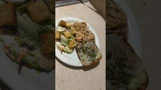 Shrimp Alfredo amp Garlic Ezekiel Bread w Salad food trending fyp [upl. by Fronniah541]