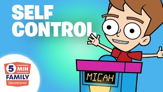 Learning Self Control Fruit of the Spirit  5 Minute Family Devotional  Minno Kids Bible Stories [upl. by Ahseuqal]