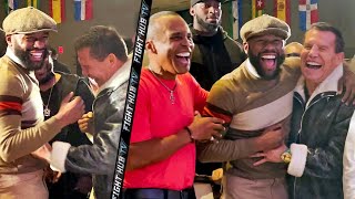 JULIO CESAR CHAVEZ SR THROWS LIVER SHOT AT FLOYD MAYWEATHER JOKING AROUND AS THE TWO EMBRACE [upl. by Macguiness660]