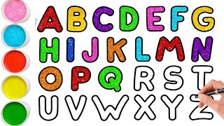 Lets Learn ABCD  Easy Alphabet Drawing Coloring Painting for kids and Toddlers  ABCD Song [upl. by Aiet]