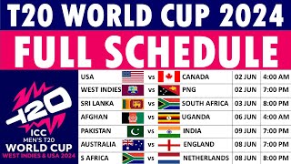 T20 World Cup 2024 schedule T20 World Cup 2024 Schedule  Full list of matches timing amp venues [upl. by Oker]