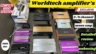 Worldtech amplifier unboxing amp review  2 channel amplifier  4 channel amplifier Class D  Mono [upl. by Yentihw]