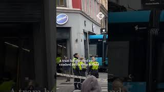 A tram in Oslo derailed and crashed into a shop [upl. by Iona]