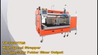 TP702CTRS High Speed Corrugated Strapper for Specialty Folder Gluer Boxes  TRANSPAK [upl. by Pryce116]