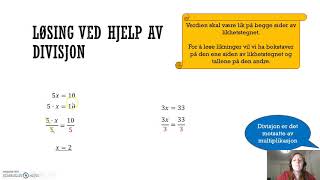 Likninger Multiplikasjon og divisjon [upl. by Graces]