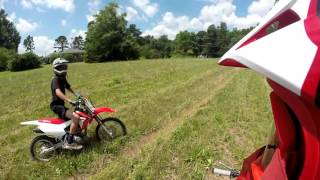 ALMOST CRASHING  16 Crf150f vs 15 Crf125f [upl. by Alberta]