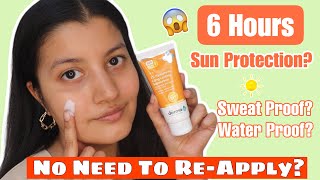 New Derma Co Hyaluronic Acid Long Lasting Sunscreen Review  6 HR Sun Protection [upl. by Ydassac146]