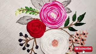 Flower hand embroidery tutorials  Easy hand embroidery for beginners  ruquayyahh [upl. by Rior]