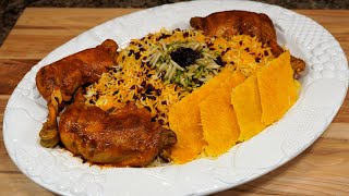 Zereshk Polo Ba Morgh  زرشک پلو با مرغ  Barberry Rice with Chicken  Iranian Food  ENG SUB [upl. by Sucram450]