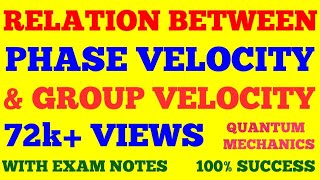 RELATION BETWEEN PHASE VELOCITY AND GROUP VELOCITY  QUANTUM MECHANICS  WITH EXAM NOTES [upl. by Ellynad]