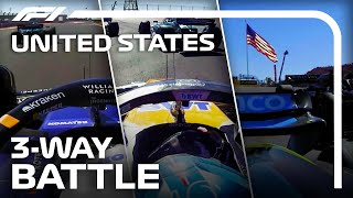 An EPIC ThreeWay Battle  Albon Gasly amp Stroll Go WheelToWheel  2024 United States Grand Prix [upl. by Tybald]