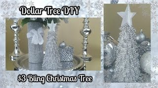 DOLLAR TREE DIY  BLINGY CHRISTMAS TREE 3 EASY HOME DECOR CRAFT [upl. by Sykleb]