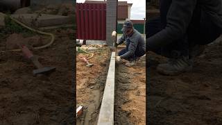 How to install a sidewalk curb 🦾 landscape pavers construction work sidewalk garden [upl. by Anaahs480]