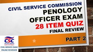 PENOLOGY OFFICER EXAM REVIEWER  POE QUIZ VIDEO PART 2  CIVIL SERVICE EXAM [upl. by Yeslrahc]