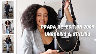 Prada ReEdition 2005 Saffiano Leather Unboxing  Styling [upl. by Mccreary]