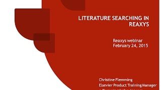 Literature Searching in Reaxys [upl. by Norbel]