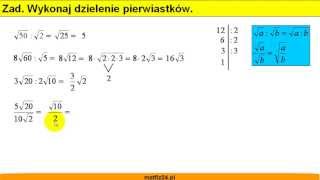 Dzielenie iloraz pierwiastków  Zadanie  MatFiz24pl [upl. by Tekcirc]