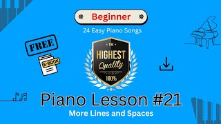 Piano Lesson 21  Easy Piano Songs for Beginners  Beginner Piano Tutorial  More Lines and Spaces [upl. by Yrffoeg]