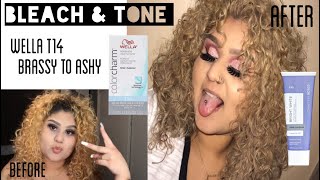 Bleach amp tone curly hair using WELLA T14 amp ION BRIGHT WHITE [upl. by Sulrac412]