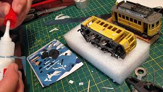 Rivarossi tram episode 17 preparing the trailer car for its last decal [upl. by Airotnahs]