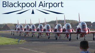 RAF RED ARROWS ARRIVE IN BLACKPOOL AHEAD OF THE AIRSHOW ✈️ [upl. by Ryann]