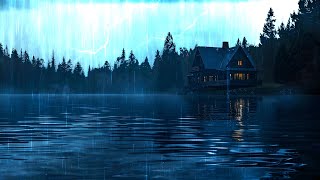 🔴 Heavy Rain Sounds For Sleeping  Sleeping in a Wooden House by the Lake when it Rains and Thunders [upl. by Moya]