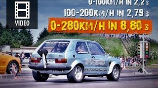 VW Golf Mk1 AWD Onboard 0280kmh in 88s Brutal Acceleration [upl. by Euphemia]